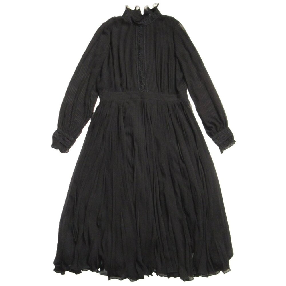 NWT Polo Ralph Lauren Anabelle Midi in Black Georgette Pleated Dress 14 $498 - Picture 2 of 10
